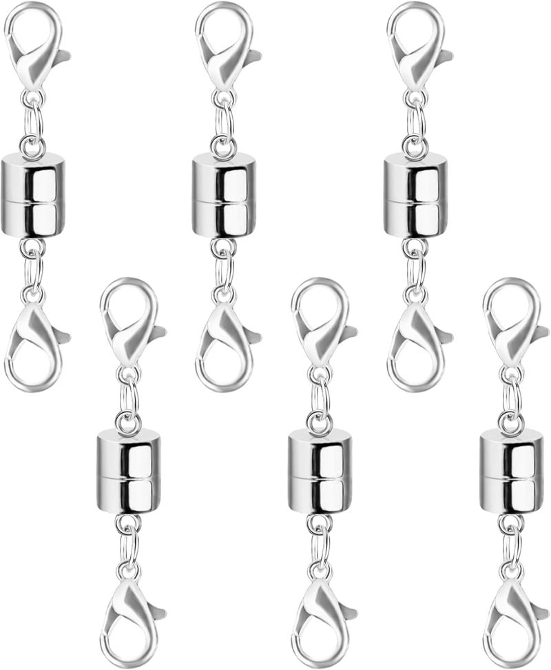 SUTQIGUI Magnetic Necklace Jewelry Clasps and Closures with Double Lobster Clasp, Silver Magnetic Jewelry Clasps for Necklaces, Bracelet Necklace Extenders for Women (6PCS) - Image 1